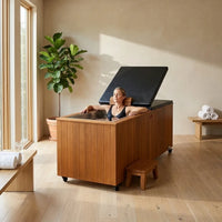 TimberChill Glacier Pro Cedar Cold Plunge — Lifestyle
